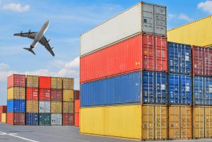 Cargo containers, imported goods, dock, shipping, import, export, tariffs, global economy
